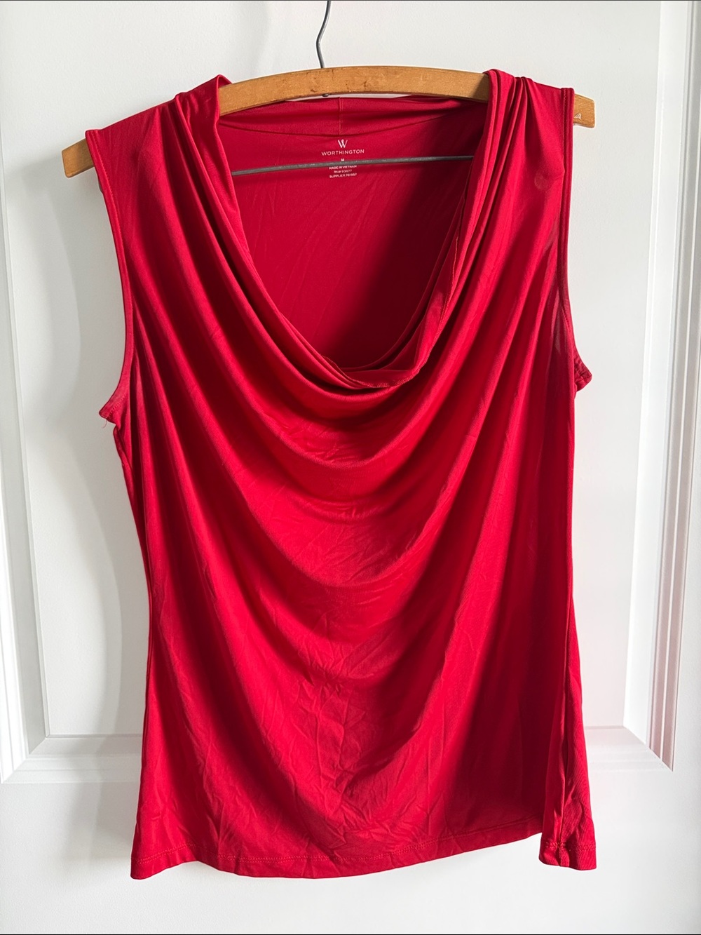 Worthington Red Draped Cowl Neck Sleeveless Top - M